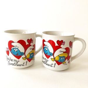 1982 Smurf You're My Sweetheart! Mugs Valentines